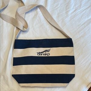 Dansko Canvas Bag in Navy and Cream Stripes